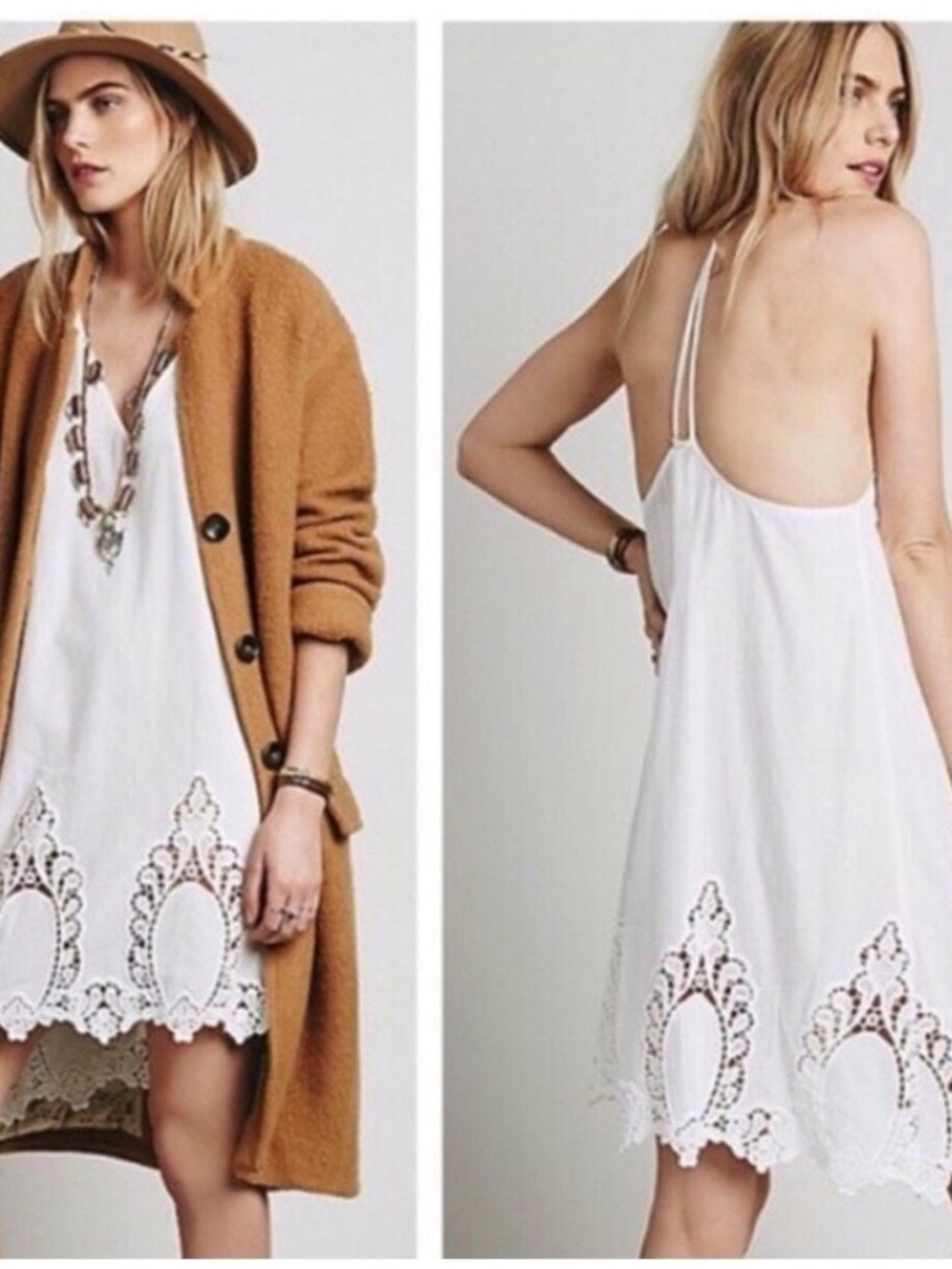 Free People White Eyelet Hem Slip Chemise - Picture 4 of 8